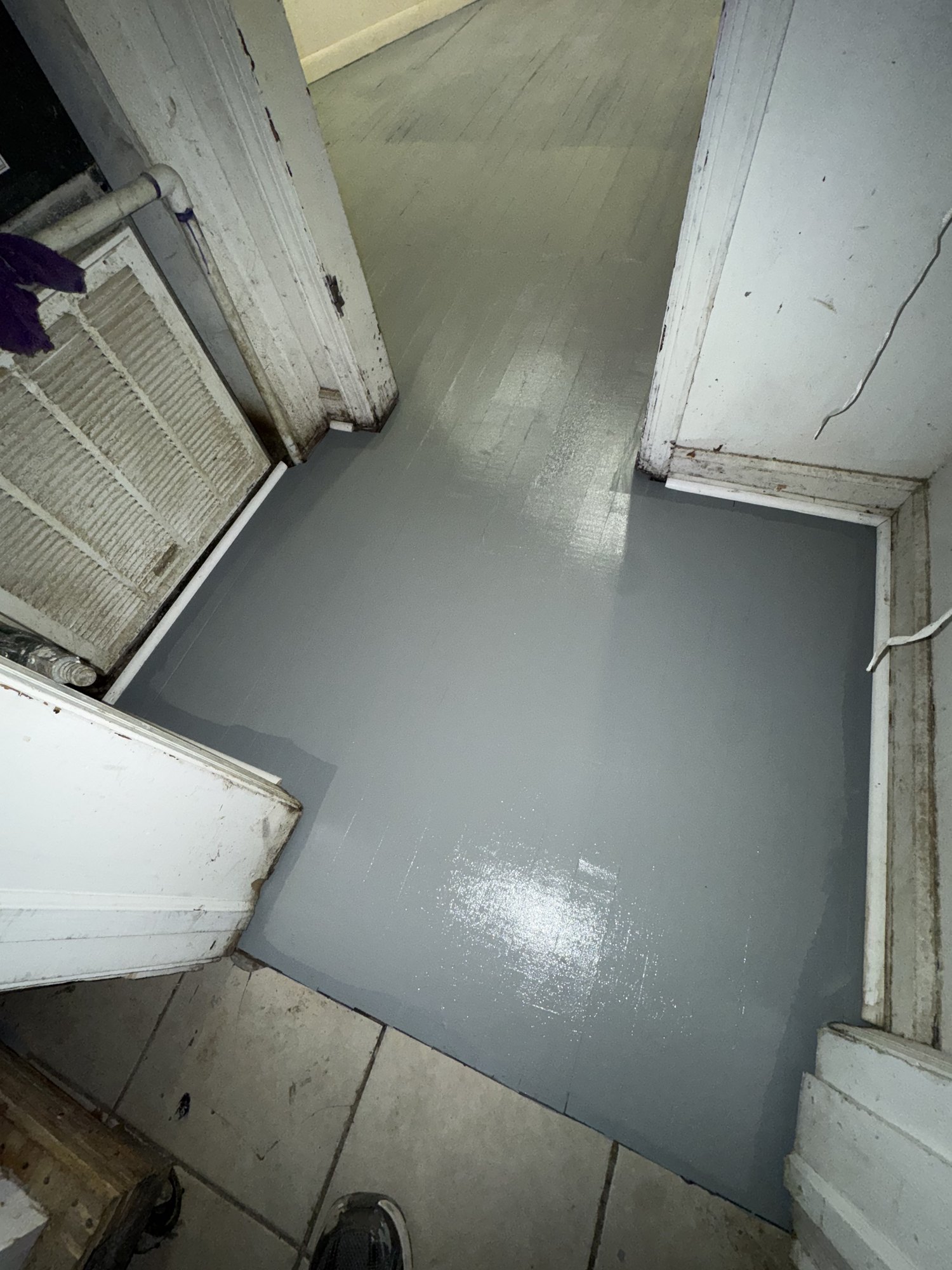 Completed structural floor rebuild with a smooth, sealed finished surface
